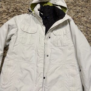 Lands' End White Hooded Ski Jacket